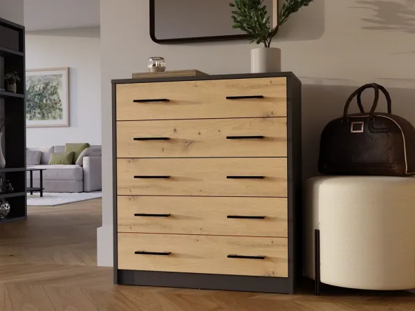 TP Living Botník ALEX 74 cm antracitový/dub artisan