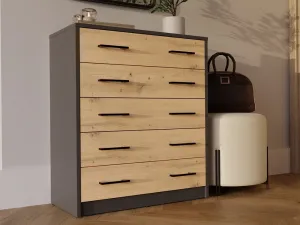 TP Living Botník ALEX 74 cm antracitový/dub artisan