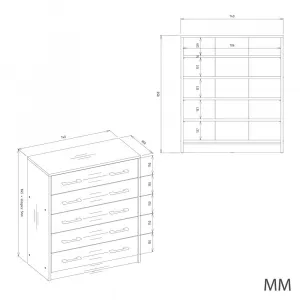 TP Living Botník ALEX 74 cm antracitový/dub artisan