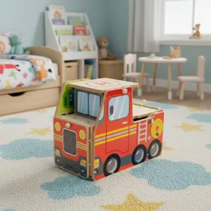 ECOTOYS Dřevěná požární stanice STATION 2v1 červená