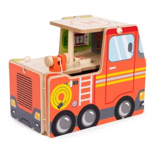 ECOTOYS Dřevěná požární stanice STATION 2v1 červená