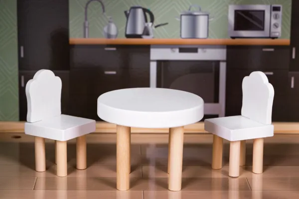 ECOTOYS Dřevěný domeček pro panenky PATIO vícebarevný