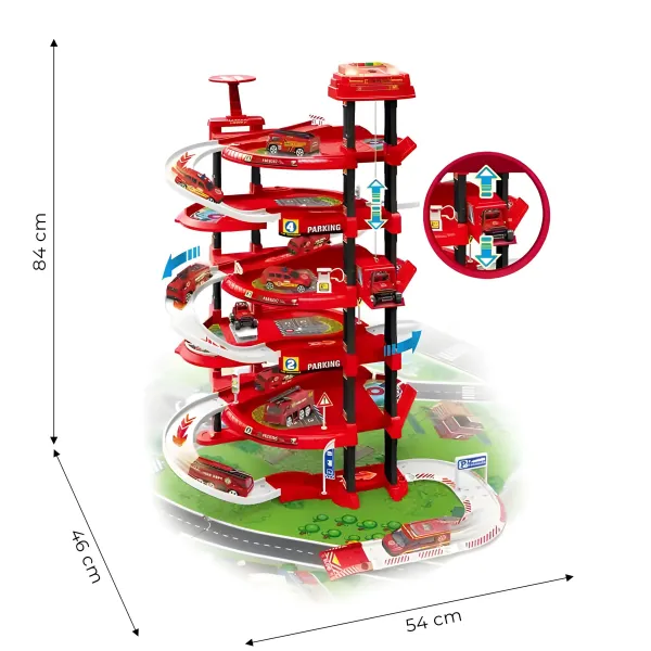 3kraft Požiarnická garáž XXL + herná podložka mestská červená