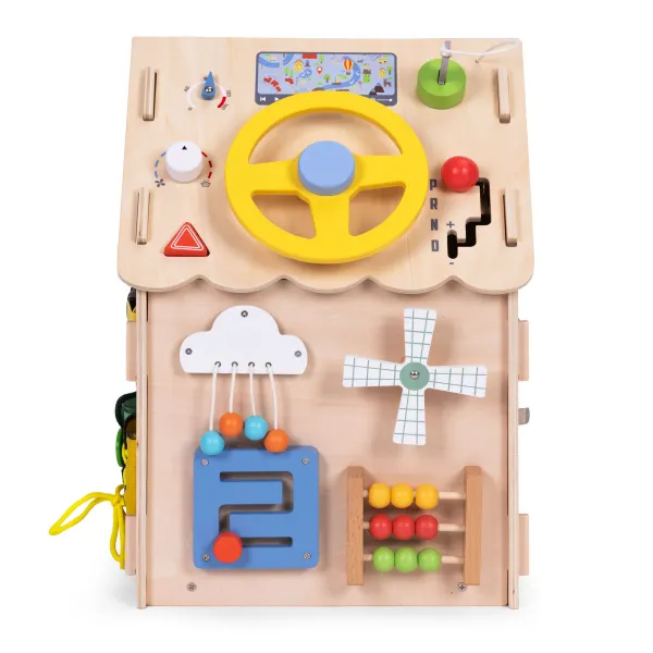 ECOTOYS Dřevěný interaktivní domeček XXL hnědý