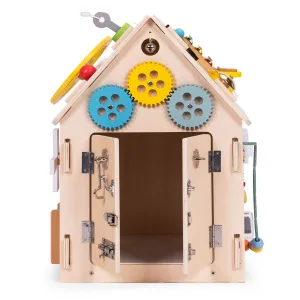 ECOTOYS Dřevěný interaktivní domeček XXL hnědý