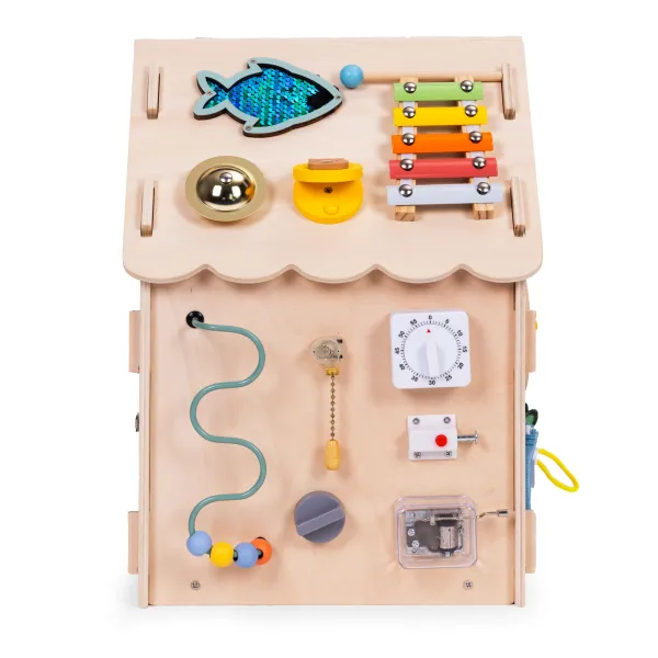 ECOTOYS Dřevěný interaktivní domeček XXL hnědý