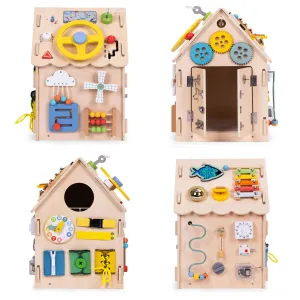 ECOTOYS Dřevěný interaktivní domeček XXL hnědý