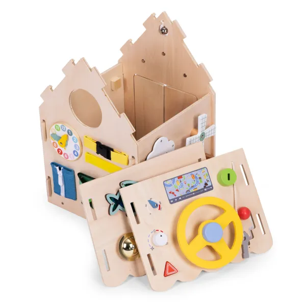ECOTOYS Dřevěný interaktivní domeček XXL hnědý