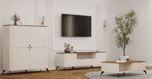 TP Living TV stolík CORDOBA 2D2S kašmírový/dub Castello