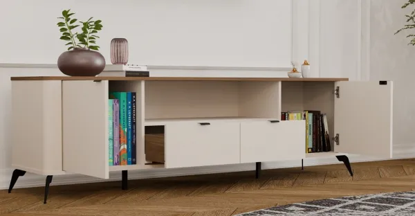 TP Living TV stolík CORDOBA 2D2S kašmírový/dub Castello