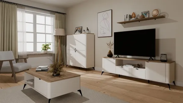 TP Living TV stolík CORDOBA 2D2S kašmírový/dub Castello