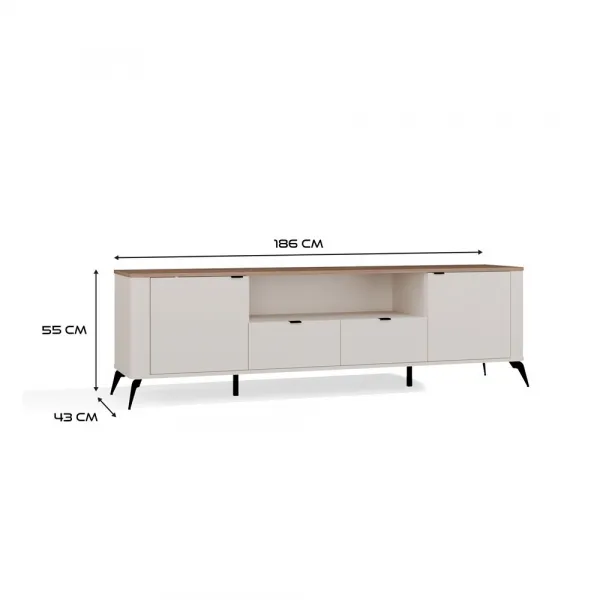 TP Living TV stolík CORDOBA 2D2S kašmírový/dub Castello