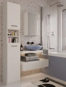 TP Living Závesná kúpeľňová skrinka so zrkadlom POLA 1DL kašmírová