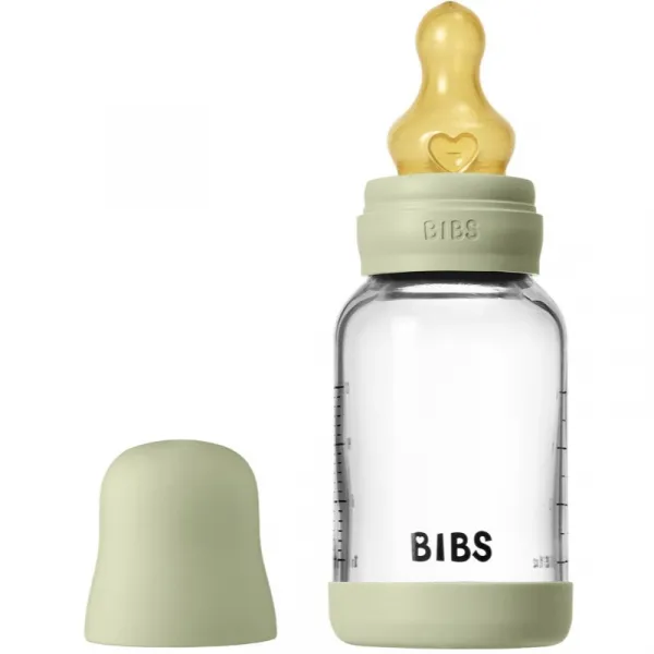BIBS Baby Glass Bottle Round Latex antikoliková fľaša Sage 120 ml