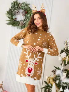 Resti Christmas sweater women's dress in green