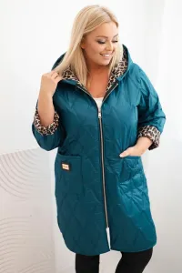 Legínovo Dámska zimná prešívaná bunda Plus Size s leopardím vzorom a kapucňou hnedá Farba: Tmavoružová, Veľkosť: UNI