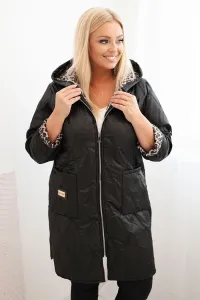 Legínovo Dámska zimná prešívaná bunda Plus Size s leopardím vzorom a kapucňou hnedá Farba: Tmavoružová, Veľkosť: UNI