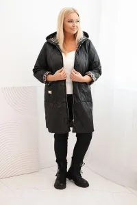 Legínovo Dámska zimná prešívaná bunda Plus Size s leopardím vzorom a kapucňou hnedá Farba: Tmavoružová, Veľkosť: UNI