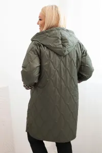 Legínovo Dámska zimná prešívaná bunda Plus Size s leopardím vzorom a kapucňou hnedá Farba: Tmavoružová, Veľkosť: UNI