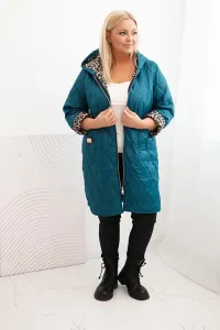 Legínovo Dámska zimná prešívaná bunda Plus Size s leopardím vzorom a kapucňou hnedá Farba: Tmavoružová, Veľkosť: UNI