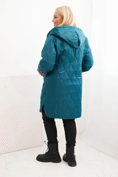 Legínovo Dámska zimná prešívaná bunda Plus Size s leopardím vzorom a kapucňou hnedá Farba: Tmavoružová, Veľkosť: UNI