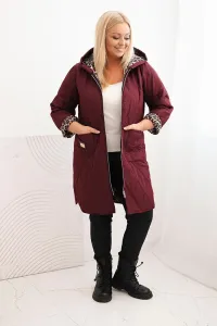 Legínovo Dámska zimná prešívaná bunda Plus Size s leopardím vzorom a kapucňou hnedá Farba: Tmavoružová, Veľkosť: UNI
