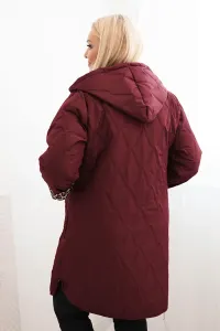 Legínovo Dámska zimná prešívaná bunda Plus Size s leopardím vzorom a kapucňou hnedá Farba: Tmavoružová, Veľkosť: UNI