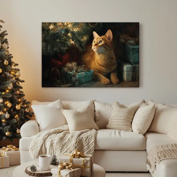 Obraz vianočné mačky si užívajú pohodu