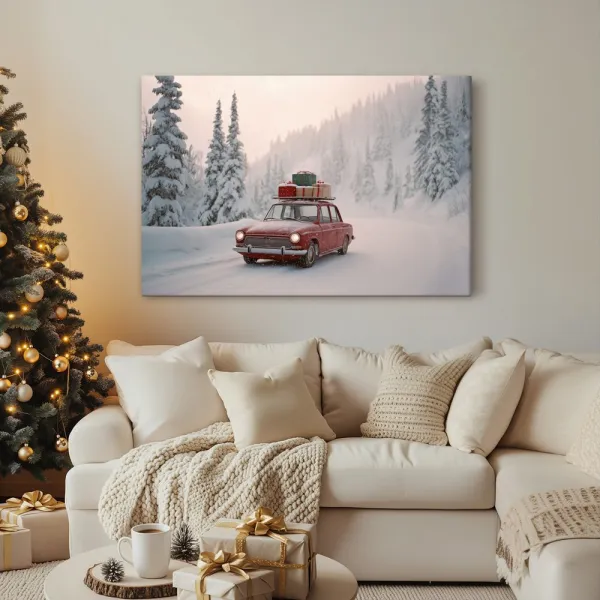 Obraz vianočné auto splnených prianí