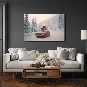 Obraz vianočné auto splnených prianí