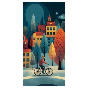 Obraz cyklista v zimnom meste