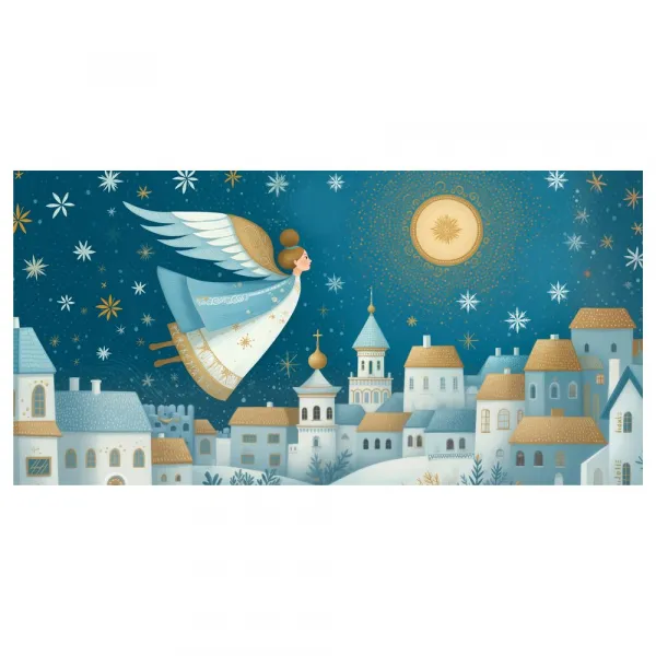 Obraz vianočná krajina s anjelom