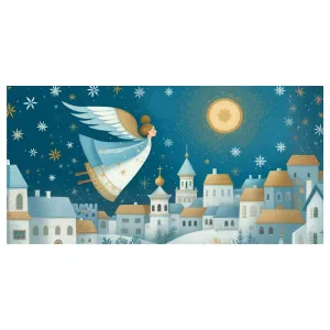 Obraz vianočná krajina s anjelom