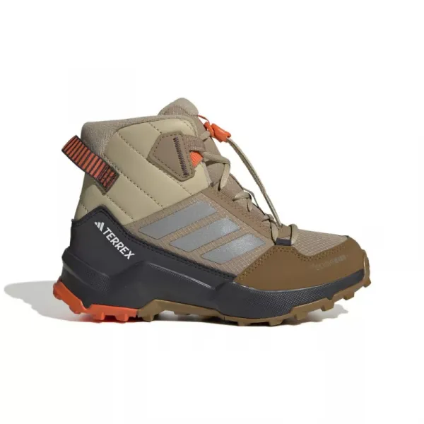 Chlapčenské členkové zimné topánky ADIDAS Terrex AX4R ClimaWarm+ Jr cardboard matte silver semi impact orange