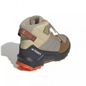 Chlapčenské členkové zimné topánky ADIDAS Terrex AX4R ClimaWarm+ Jr cardboard matte silver semi impact orange