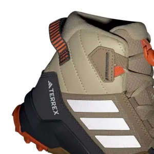 Chlapčenské členkové zimné topánky ADIDAS Terrex AX4R ClimaWarm+ Jr cardboard matte silver semi impact orange