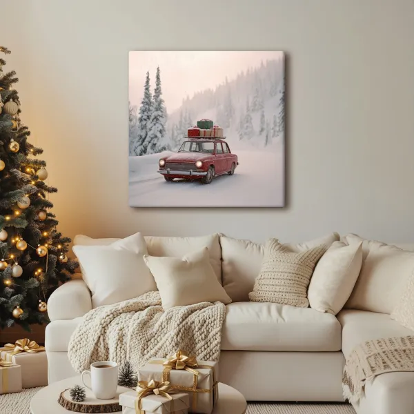 Vianočný obraz auto plné darčekov