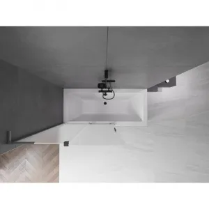 MEXEN/S - Velar L dvojkrídlová posuvná vaňová zástena 110 x 150, dekor, grafit kartáčovaná 896-110-003-31-66