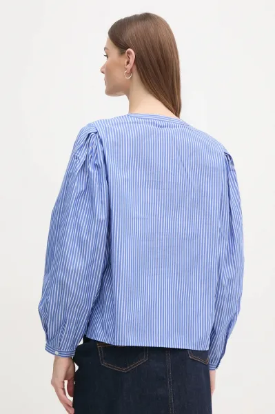 Bavlnená blúzka Tommy Hilfiger dámska, fialová farba, jednofarebná, WW0WW44059