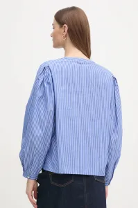 Bavlnená blúzka Tommy Hilfiger dámska, fialová farba, jednofarebná, WW0WW44059