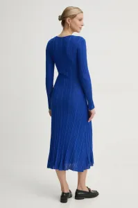 Šaty s prímesou hodvábu Pepe Jeans NATASHA fialová farba, midi, áčkový strih, PL953642