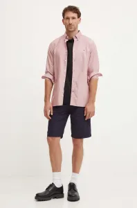 Bavlnená košeľa Tommy Hilfiger pánska, červená farba, slim, s golierom button-down, MW0MW35769