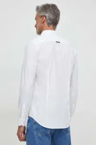 Košeľa Calvin Klein Jeans pánska,béžová farba,slim,s klasickým golierom,J30J324614