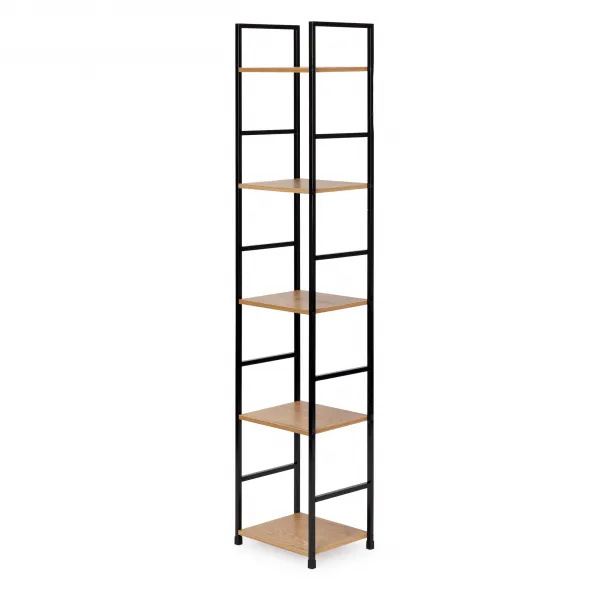 Moderná drevená knižnica, kovový rám LOFT 5 políc