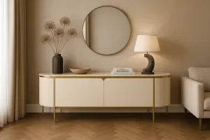LivinHill TV stolek Stilig ST120 200 cm ecru/zlatý/mramor