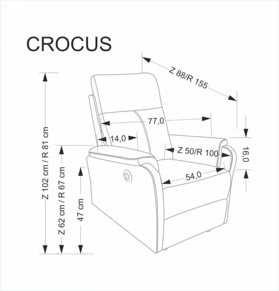 Elektrické polohovacie kreslo CROCUS Halmar