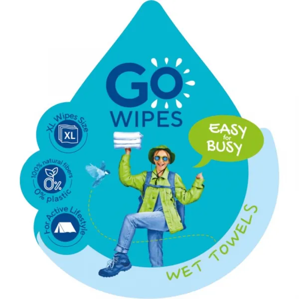 GoWipes Wet Towels osviežujúce vlhčené uteráky 26x20 cm 15 ks