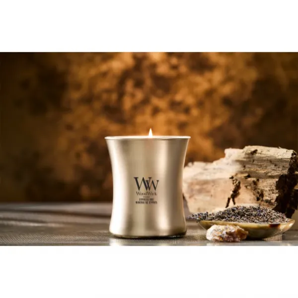 Woodwick Precious Metals Cypress Ore vonná sviečka 275 g