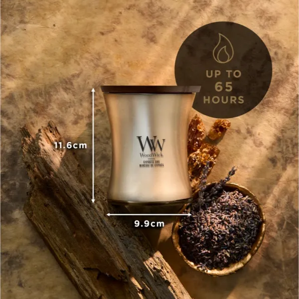 Woodwick Precious Metals Cypress Ore vonná sviečka 275 g