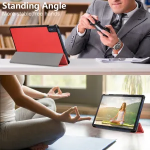 LEATHER Zaklápací kryt pre Lenovo Tab M10 5G červený